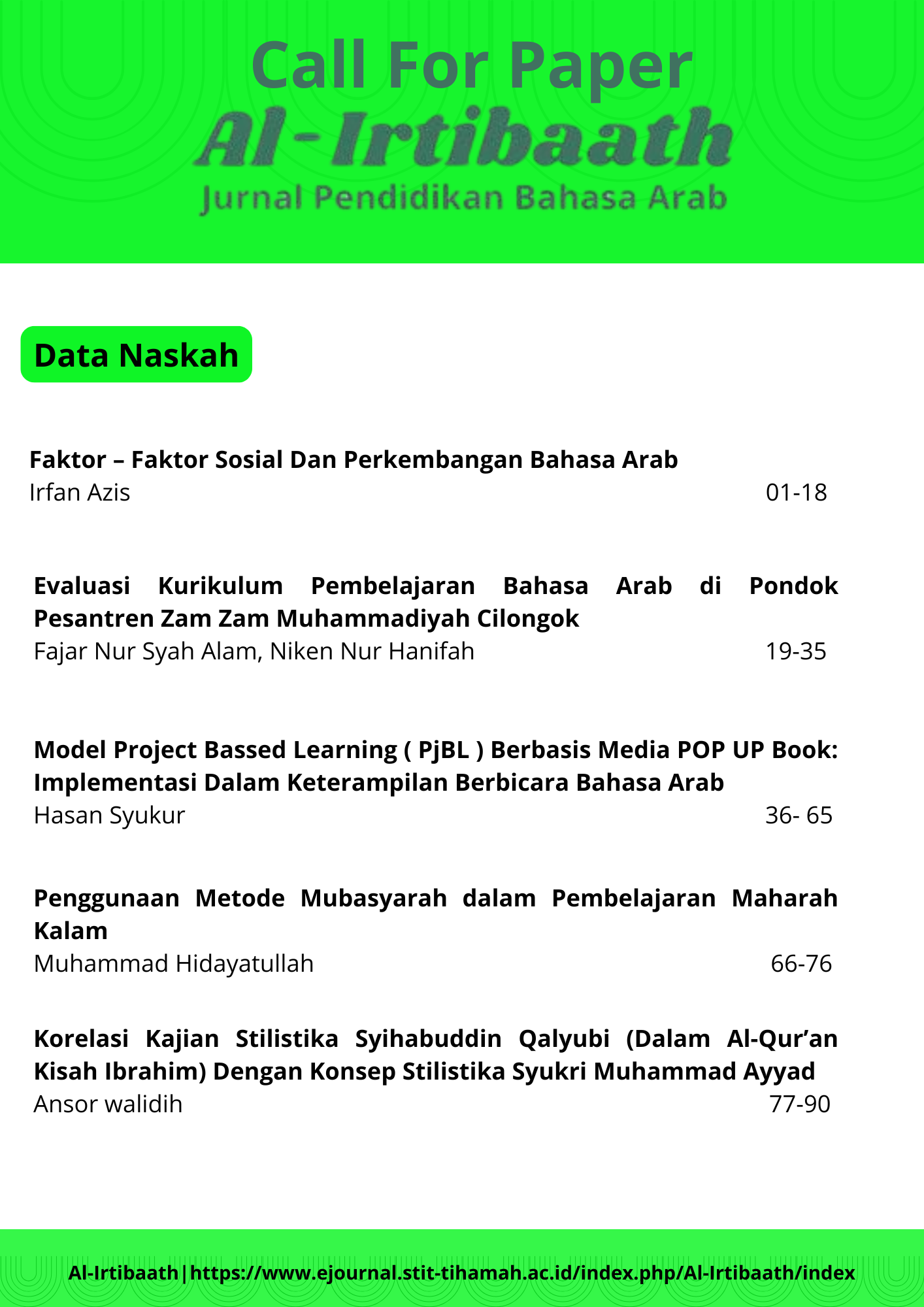 					View Vol. 1 No. 01 (2024): Al-Irtibath : Jurnal Pendidikan Bahasa Arab
				