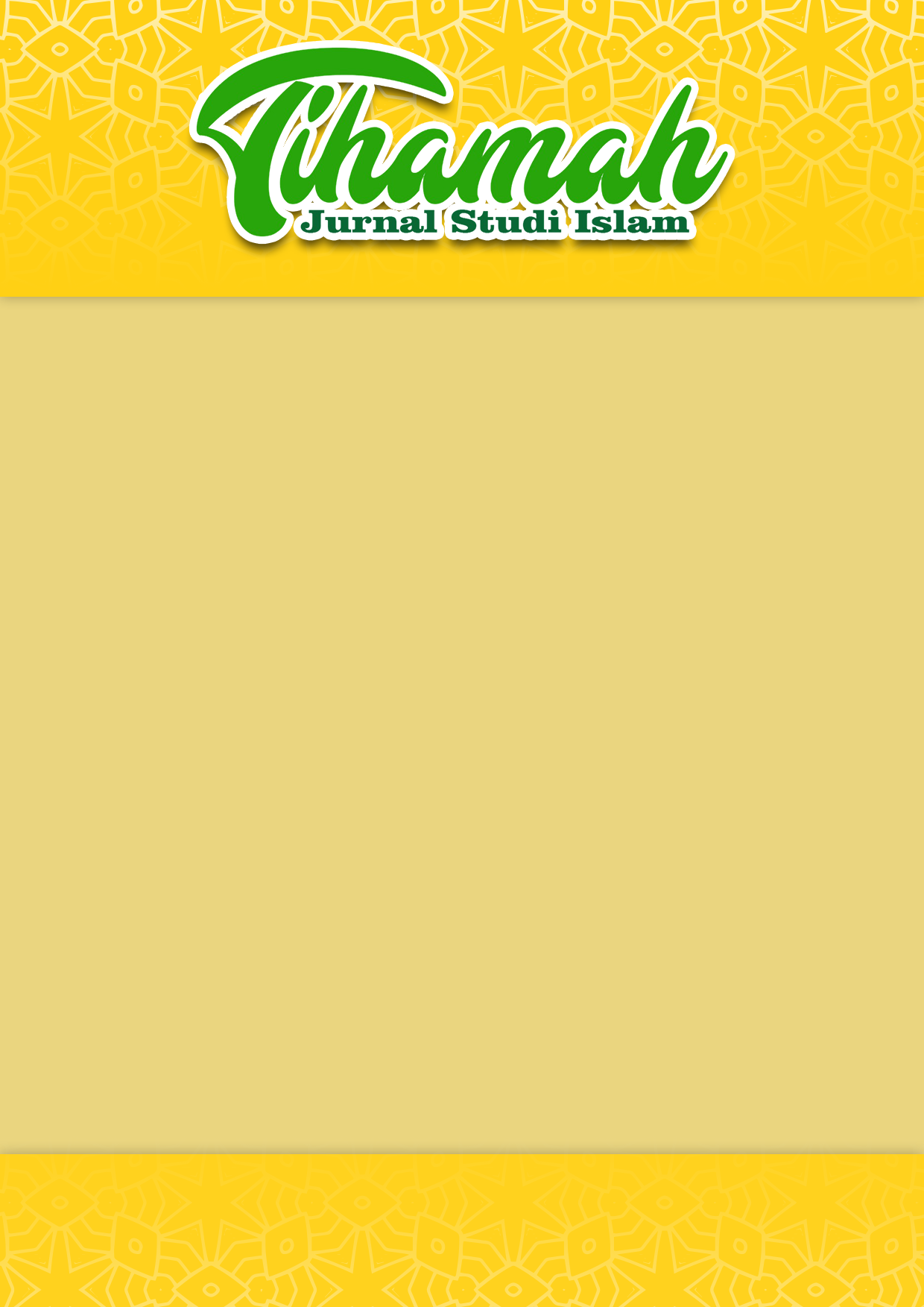 					View Vol. 2 No. 01 (2024): Tihamah: Jurnal Studi Islam (June) 
				